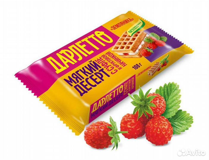 Мягкие вафли Дарлетто с суфле и земляникой 108г