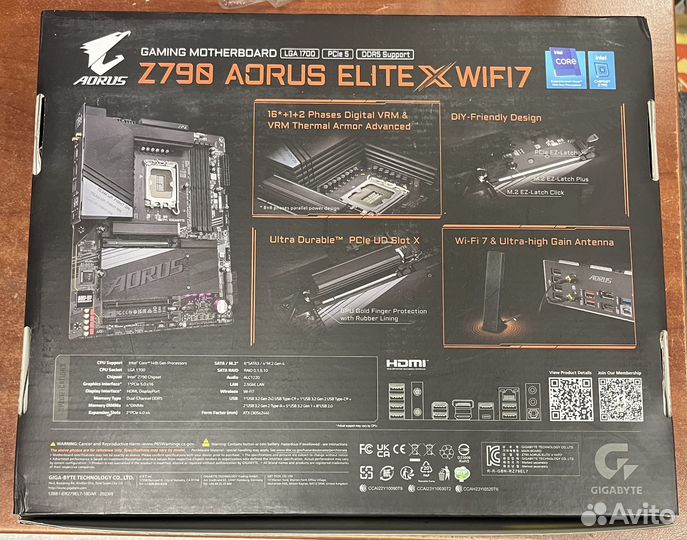 Плата Gigabyte Z790 Aorus Elite X WiFi7
