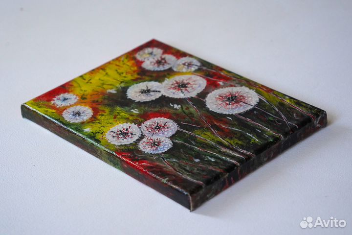 Картина Одуванчики 24см*18см масло/холст