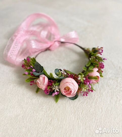 Венок на голову из искусственных цветов