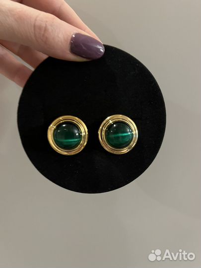 Серьги кошачий глаз