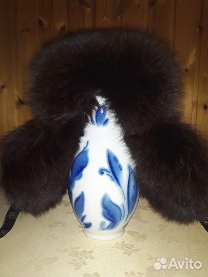 Шапка ушанка из песца женская