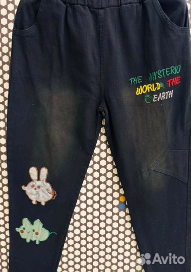 Штаны с вышивкой, плотные, 4 цвета, 50 до 58 р-ры