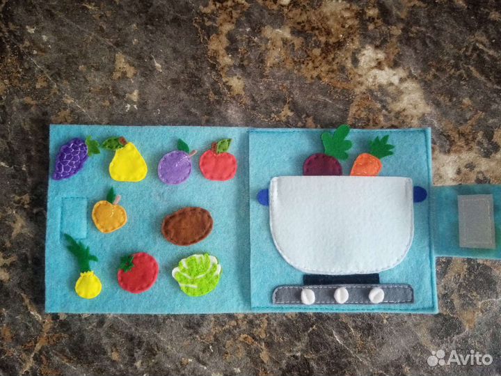 Развивающая книжка из фетра. Фрукты и овощи