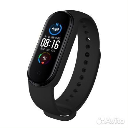 Браслет для фитнес трекера Mi Band 5 / 6 (чёрный)