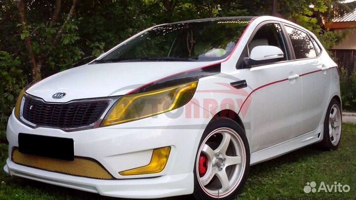 Юбка S-Line на передний бампер Kia Rio 3 Дорест