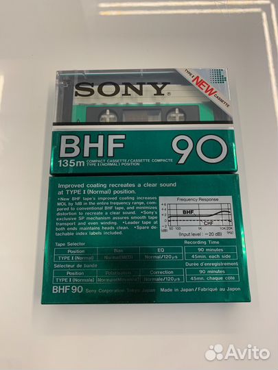 Аудиокассеты Sony BHF 90, Блок. 1982 год New