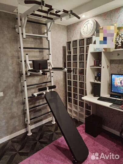 Шведская стенка с турником, брусьями и скамейкой