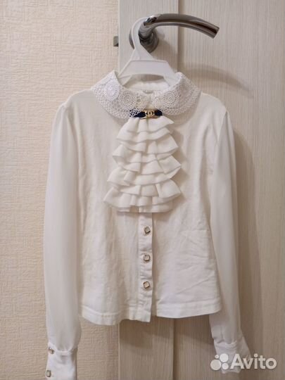 Блузка белая для девочек 128