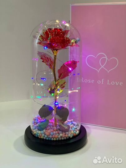 Роза в колбе с подсветкой подарок