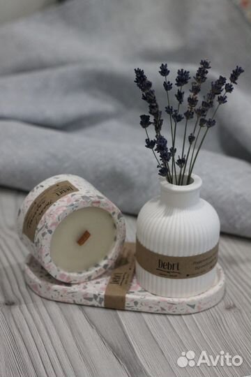 Подарочный набор свеча + гипсовый декор