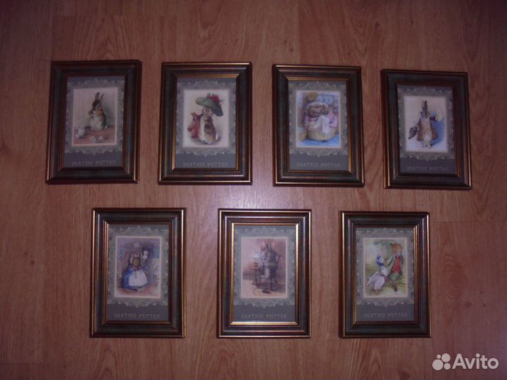 Панно 14х18 Кролик Питер Беатрис Поттер зел рама