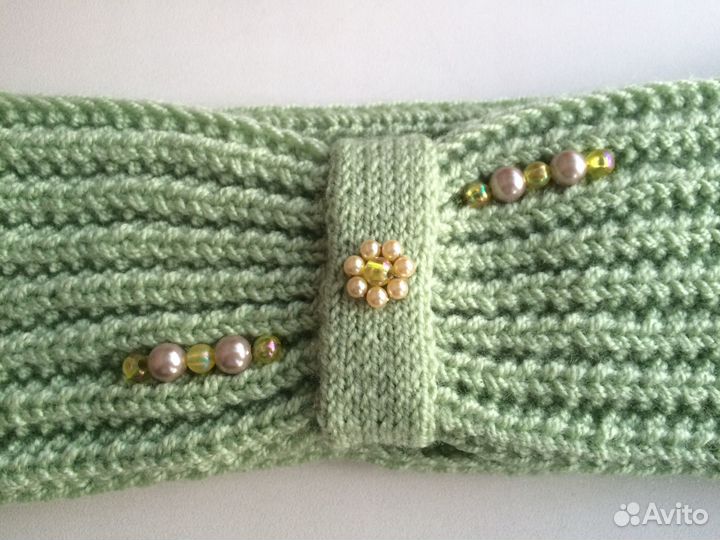 Новая вязаная двухслойная повязка (ручная работа)