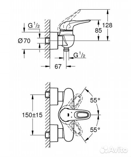 Смеситель для душа Grohe Eurostyle New 33590003 хром