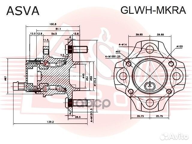 Ступица колеса с ABS зад прав/лев glwhmkra