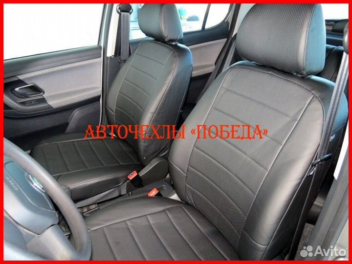 Чехлы Skoda Fabia из экокожи чёрные Классика