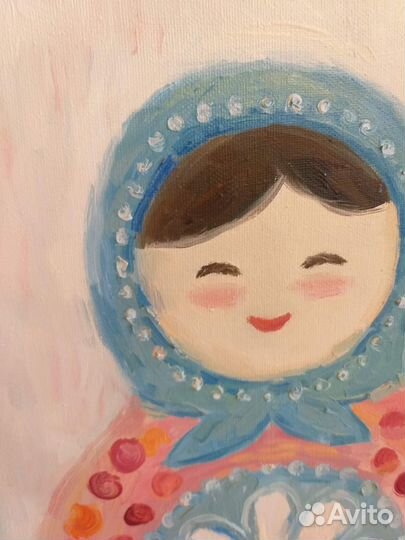 Картина маслом на холсте Матрёшка в детскую