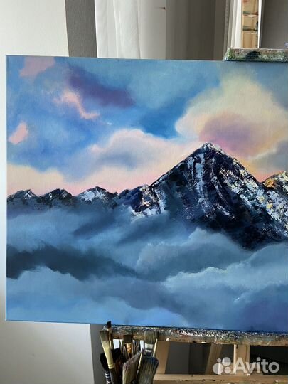 Картина маслом на холсте Горы большая