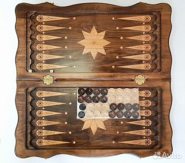 Нарды и шашки резные Звезда Востока 60 х 60 см бук Армения 62586