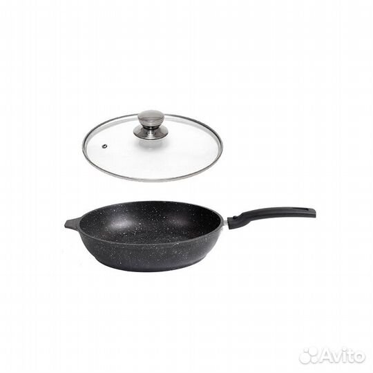 Сковорода 240/60 а/п темный мрамор, съем/ручка с к