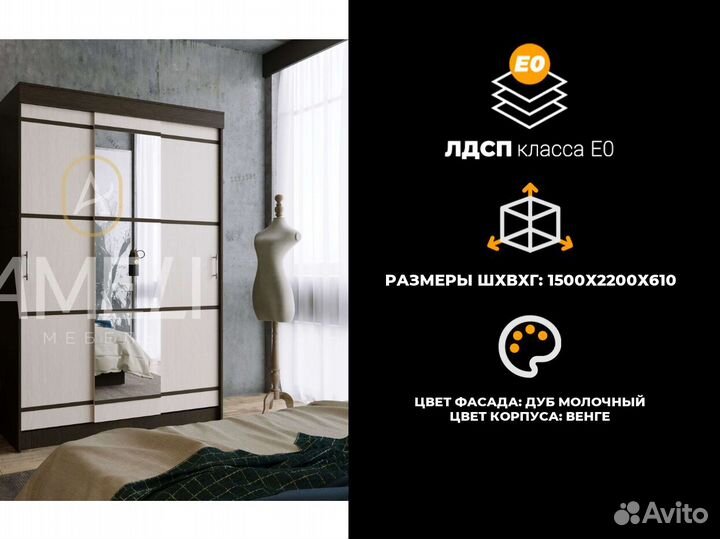 Шкаф купе с зеркалом в комнату