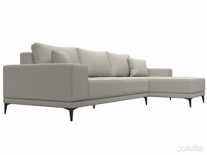 Диван угловой Льюес правый, рогожка, амур бежевый