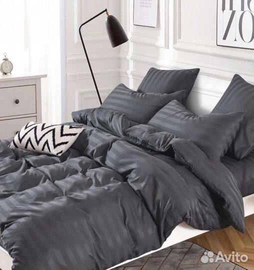 Белье постельное страйп сатин евро