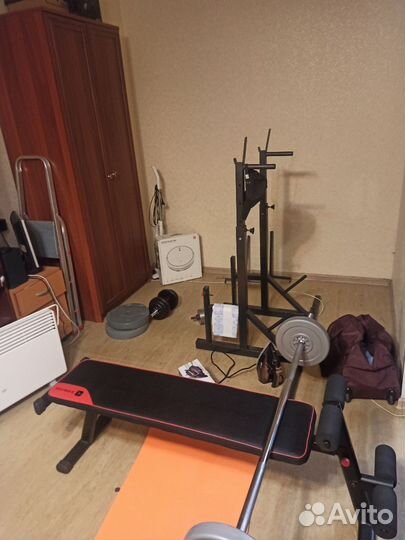 Гриф, блины, стойка и скамья