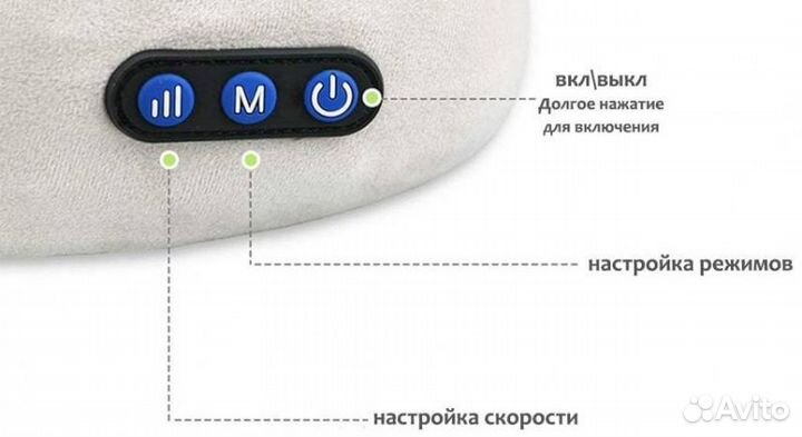 Массажная подушка-подголовник U-образная, USB