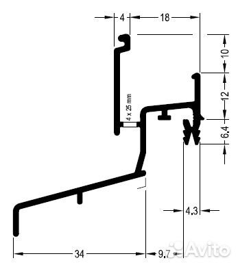 Профиль водоотводный N22/34 алюминий темная бронза