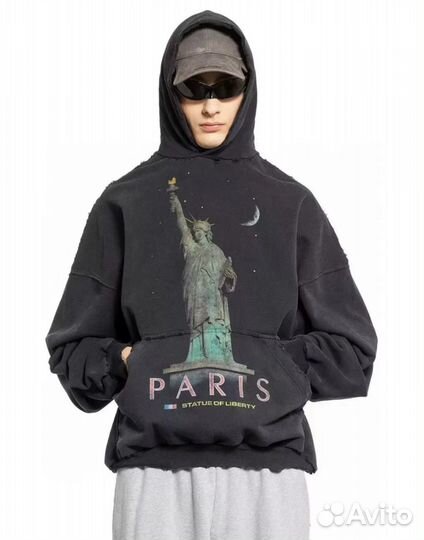 Худи balenciaga paris liberty hoodie oversized