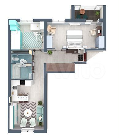 2-к. квартира, 68,9 м², 2/9 эт.