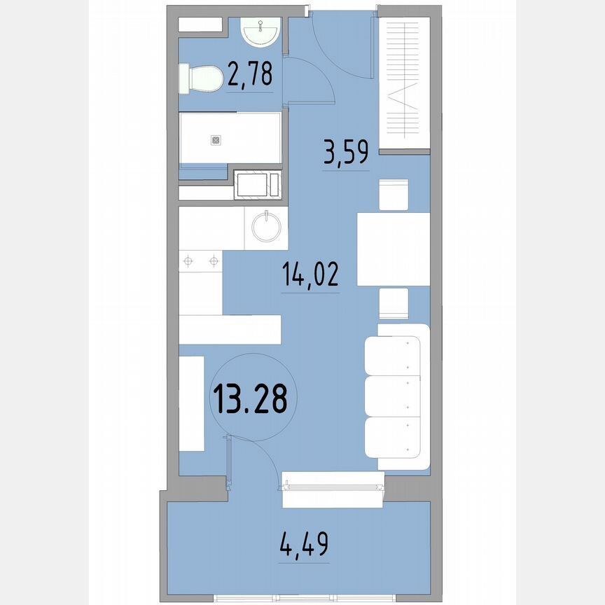 1-к. апартаменты, 25 м², 13/13 эт.