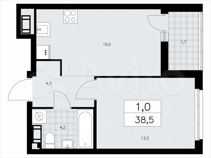 1-к. квартира, 38,5 м², 5/9 эт.