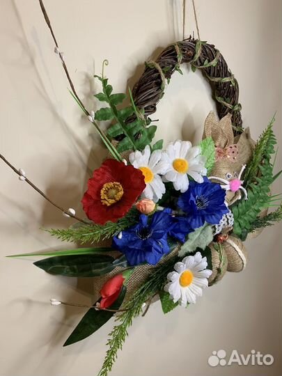 Пасхальный веночек с зайкой