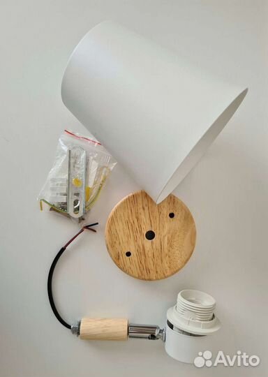 Светильник настенный бра белый деревянный сканди