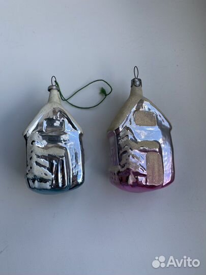 Елочные новогодние игрушки СССР домики