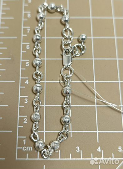 Серебряный браслет женский из серебра 925 пробы, шарики, замок карабин, вес 13,80 г