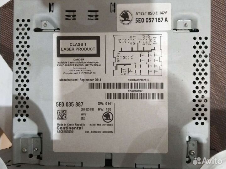 Автомагнитола штатная оригинал skoda octavia a7