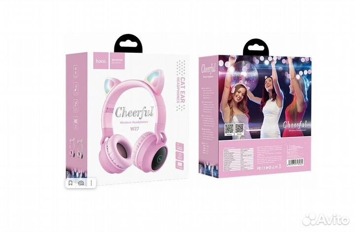 Наушники беспроводные hoco W27 Cat ear с ушками