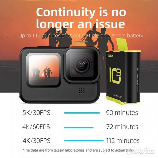 2 Аккумулятора для gopro 9 10 11 12 и зарядное cub