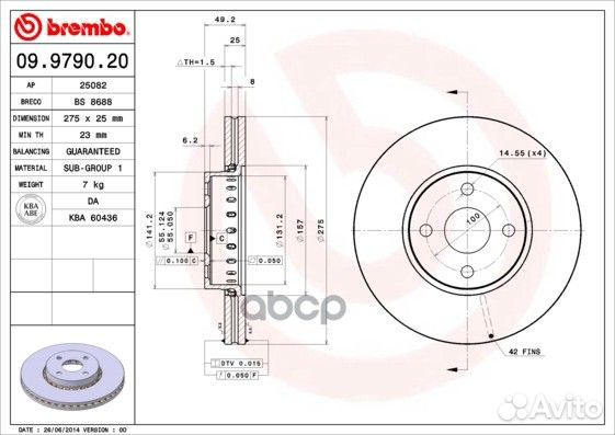 09.9790.20 диск тормозной передний Toyota Coro