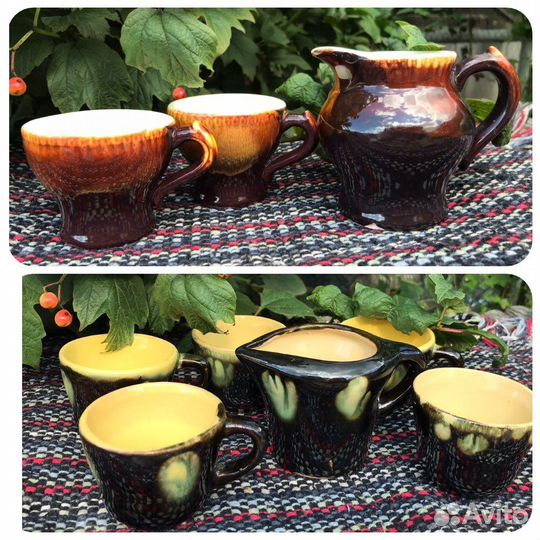 Керамические кофейные чашки с молочником(ссср)