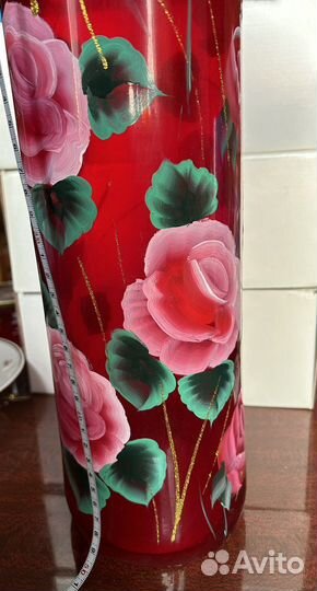 Ваза ручная роспись, стекло