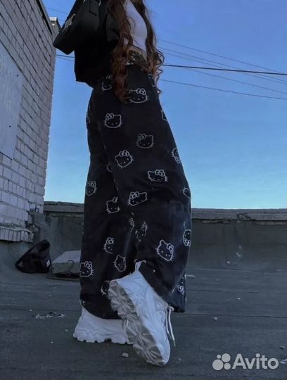 Штаны мягкие, няшка, sk8, y2k, унисекс