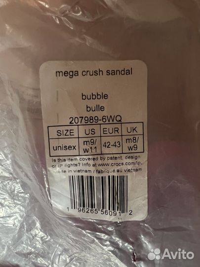 Crocs mega crush sandals w11 Оригинал с Америки