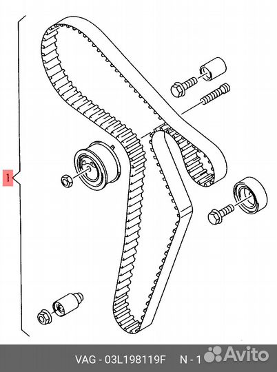Комплект ремня грм VAG 1.2D/1.6D/2.0D 03