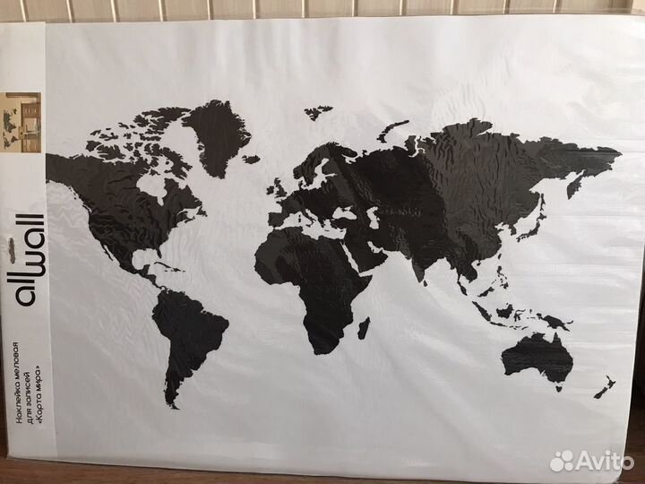 Наклейка на стену меловая «Карта мира»