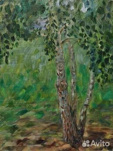 Картина маслом на холсте береза