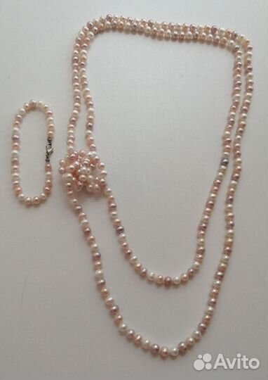 Китайский речной жемчуг, бусы и браслет